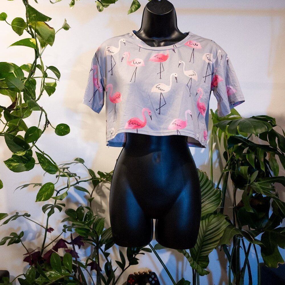 Unbranded Pink Flamingo Crop Top, Size S